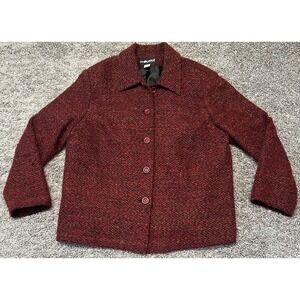 Sag Harbor Women's 18 Buttoned Dress Jacket Tweed Red Multicolor
